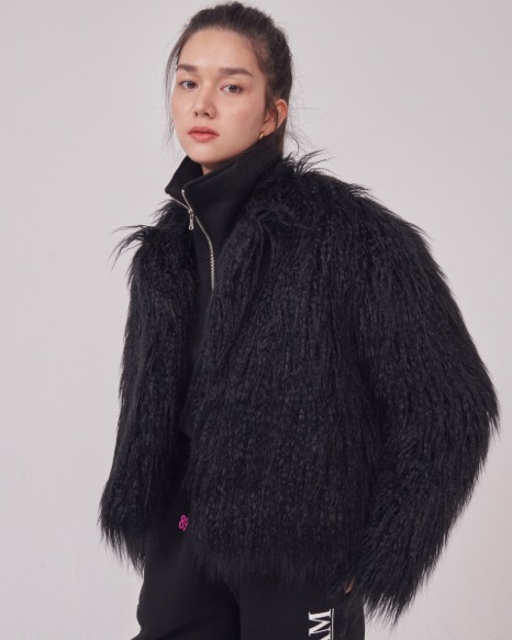 [TC21FWJK04BK] CENTAUR Tangled Eco Fur Jacket [BLACK]