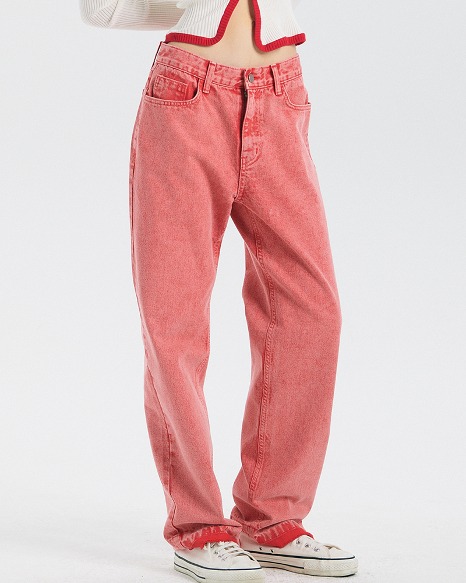 RED STONE DENIM PANTS_RED